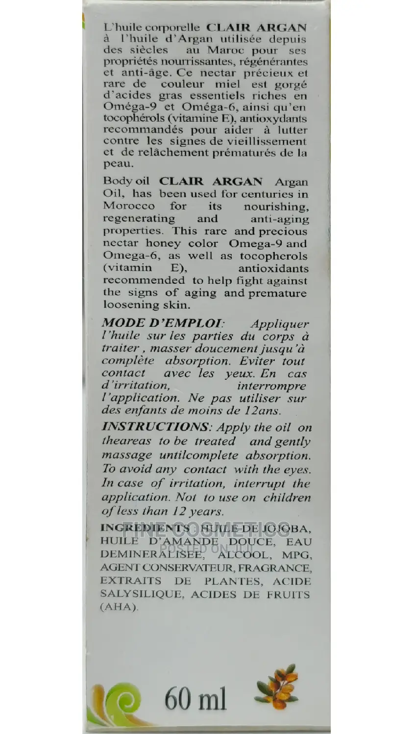 Clair Argan Hydroquinone Free Anti-Aging Whitening Body Oil