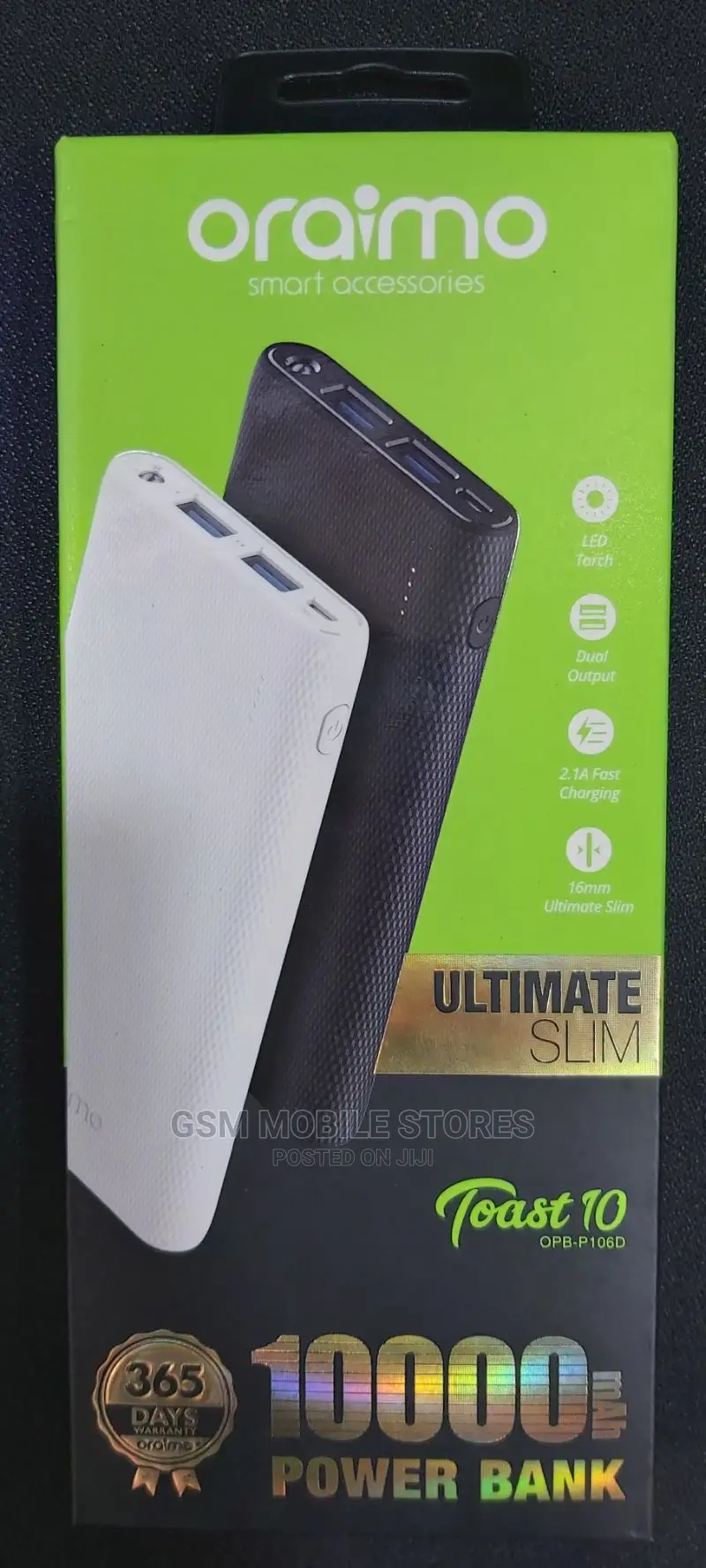 Oraimo Toast 10 PD Fast Charging 10,000mah Power Bank