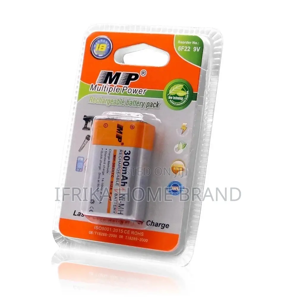 9V 300mah Ni-Mh Rechargeable Battery