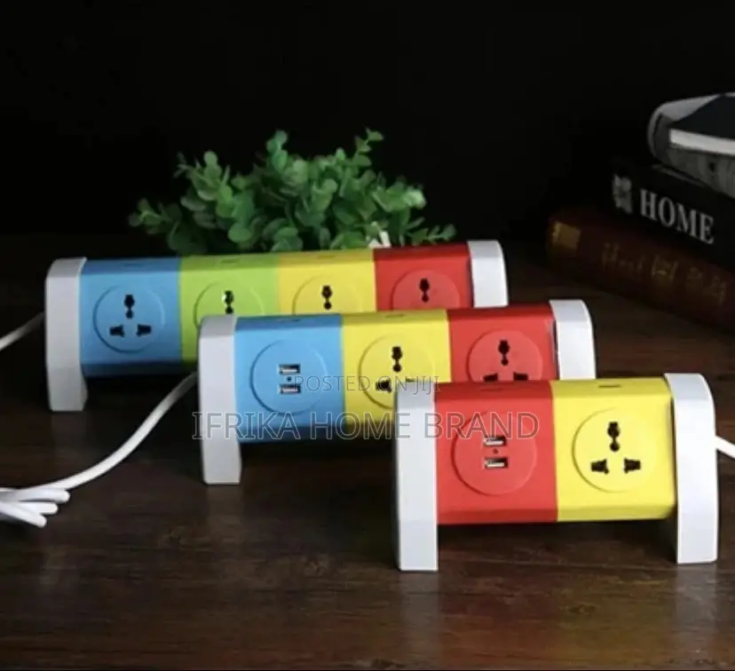 Universal Plug180 Rotating Colorful Tabletop Socket With Usb