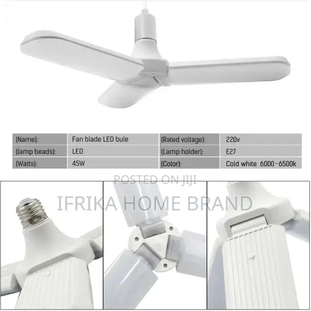 3 Leaf Night Light E27 45W Fan Blade LED Bulb Ceiling