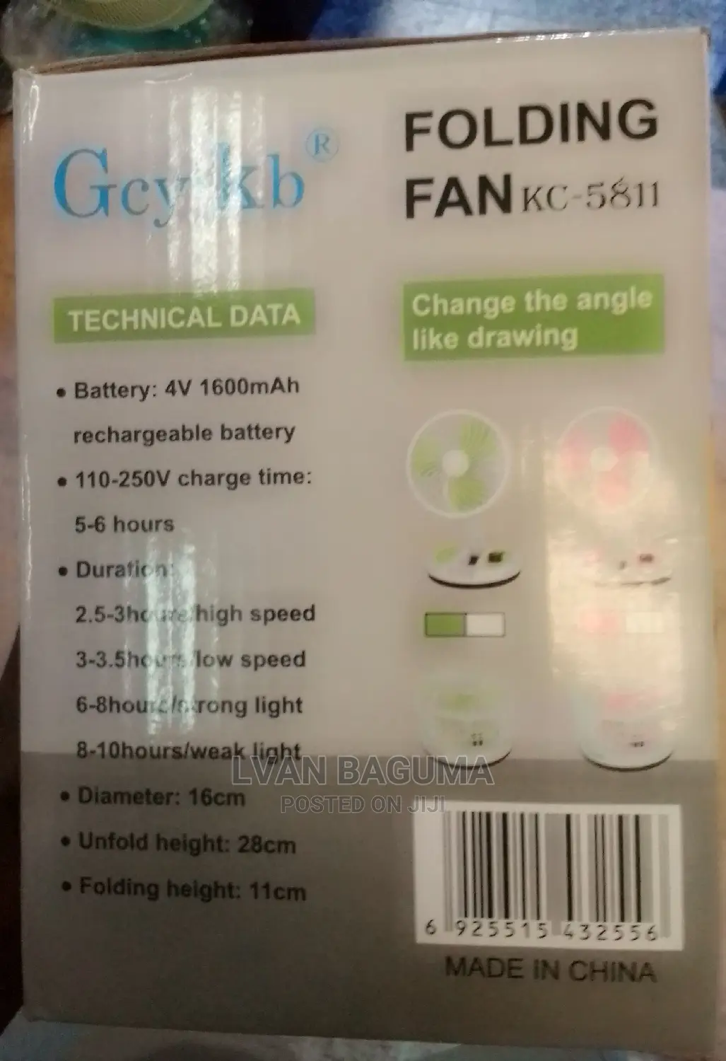 Folding Mini Fan With LED Light - Table / Desk Fan
