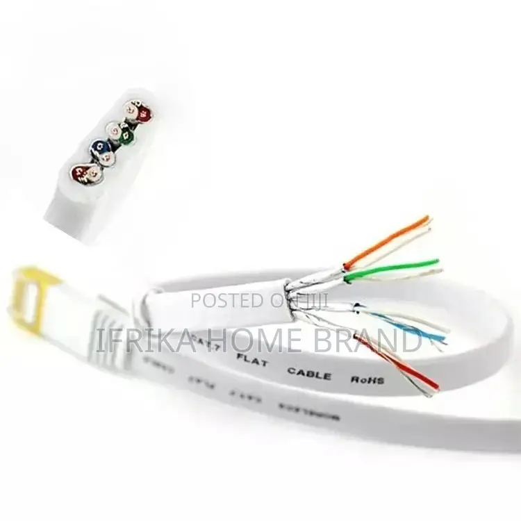 Ethernet Cat6 Lan Cable Flat 10m for Communication