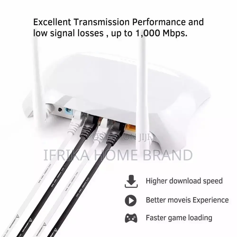 Ethernet Cat6 Lan Cable Flat 10m for Communication