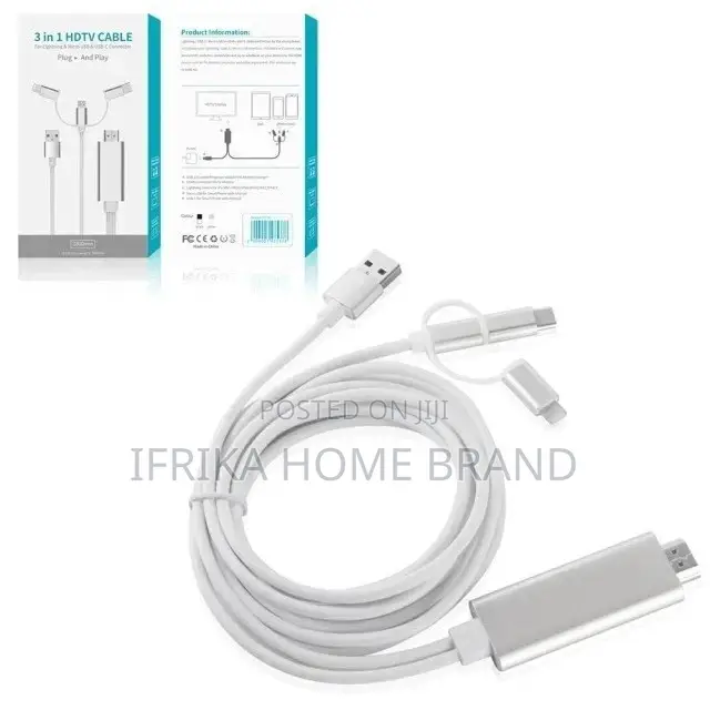 3-In-1 Lighting/Type-C/Micro USB to HDMI Cable