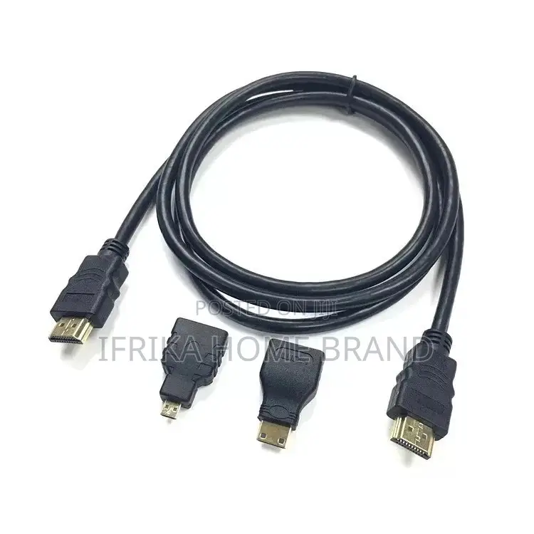 3 in 1 HDTV HDMI Cable 1.5m - Black (New)