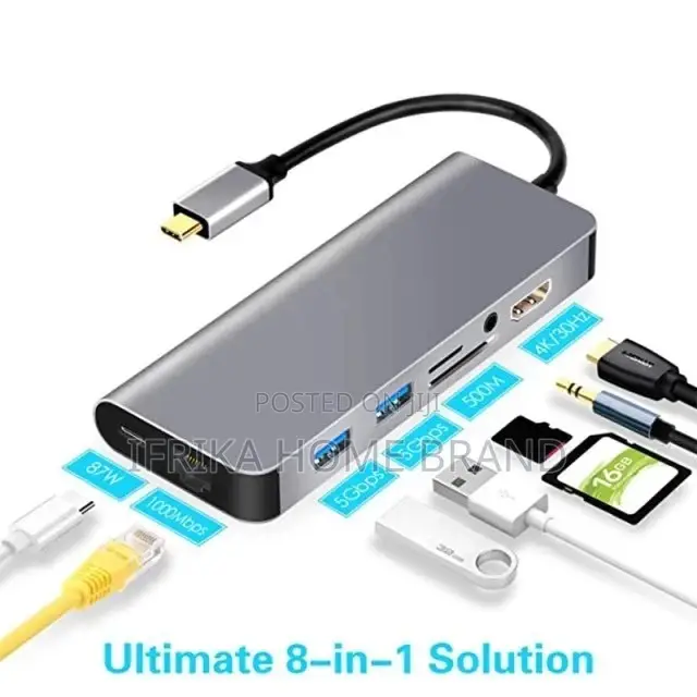 8 In1 Docking Station TYPE-C to HDMI/RJ45/Audio Interface3.0