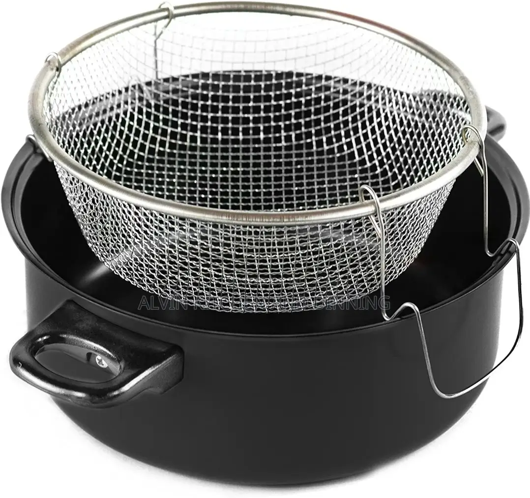 Non-stick Deep Fryer With Frying Basket And Glass Cover
