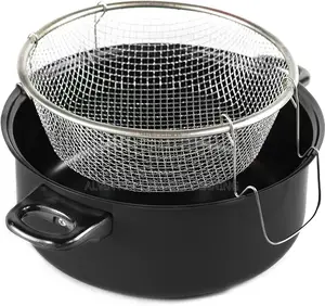 Non-stick Deep Fryer With Frying Basket And Glass Cover