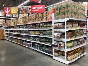 Supermarket Shelves Front Gondolas 'Double and Singles