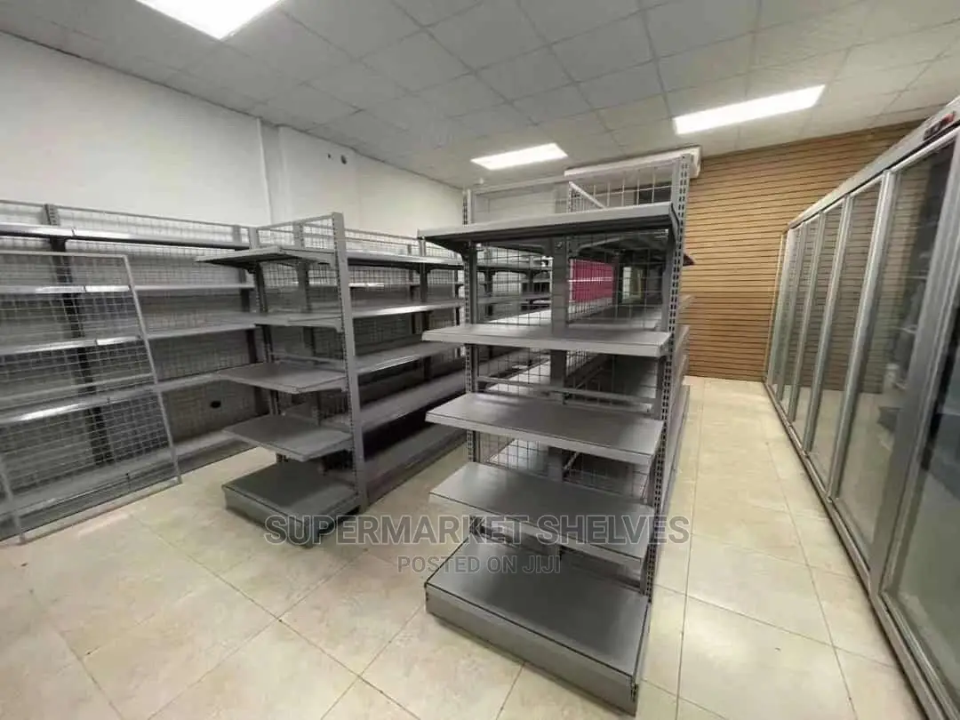Supermarket Shelves in All Colours Black White and Grey