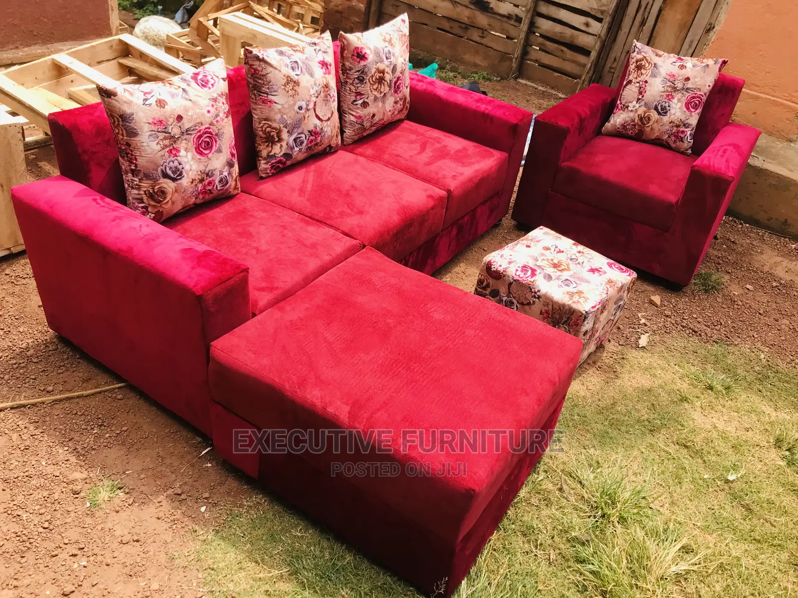 Five Seater Sofa Maroon