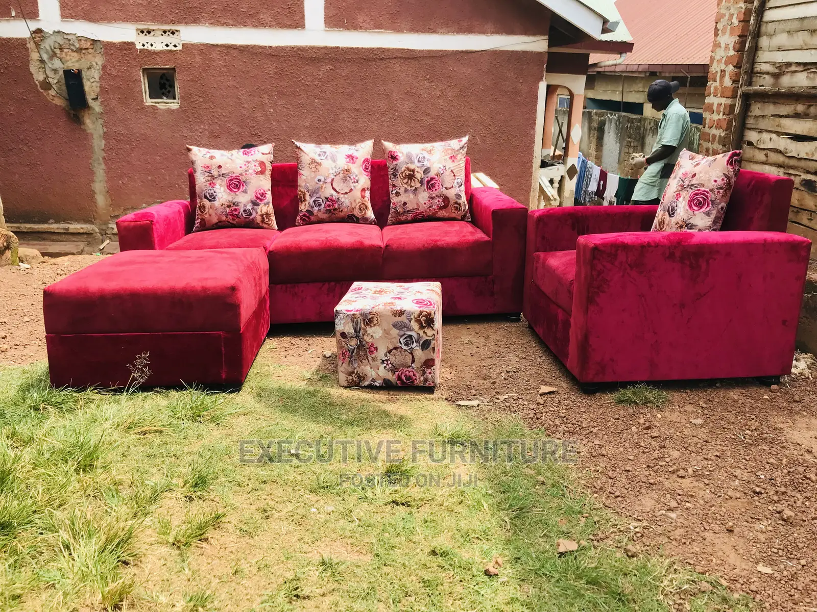 Five Seater Sofa Maroon