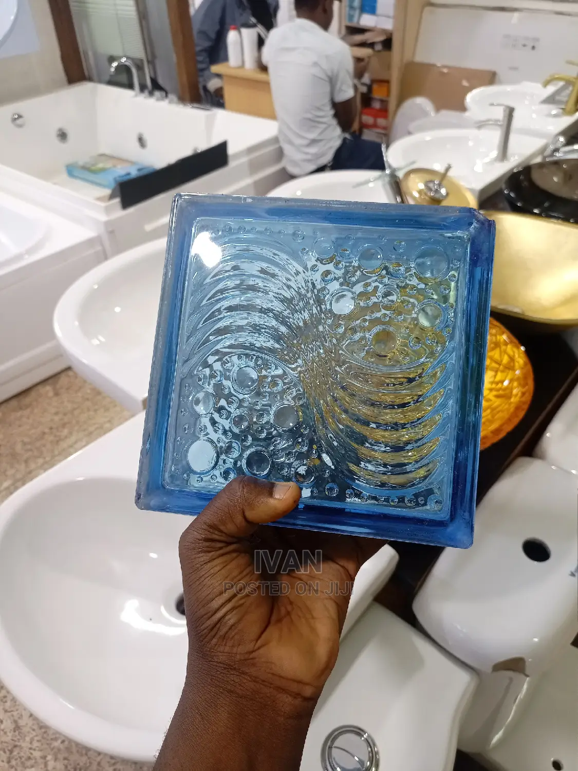 Sea Wave Glass Blocks Blue