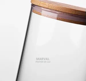 Wooden Lid Glass Jar Set of 3pcs