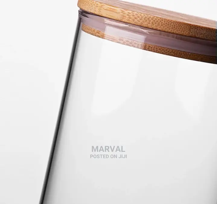 Wooden Lid Glass Jar Set of 3pcs