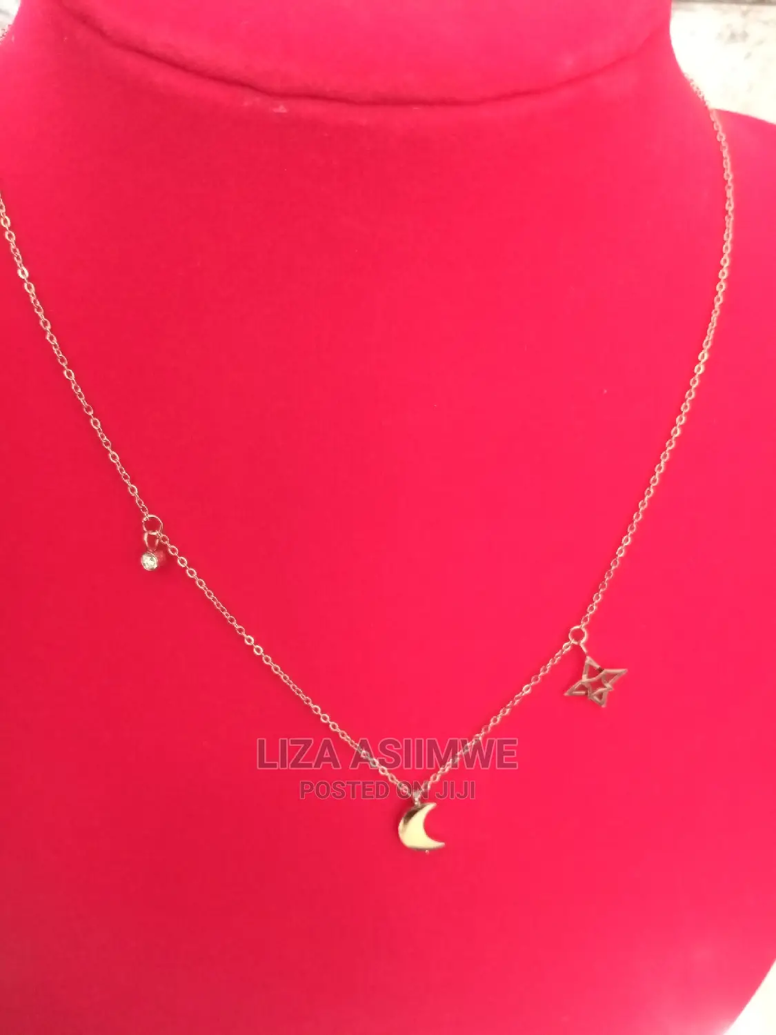 Rose Gold Stainless Steel Moon and Star Necklace Available
