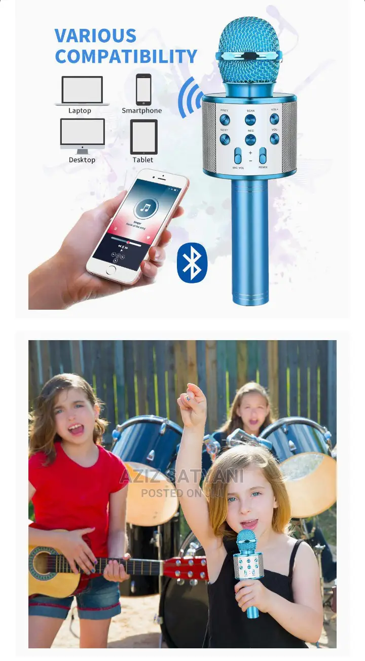 Wireless Bluetooth Karaoke Microphone,Rechargeable Kids Micr