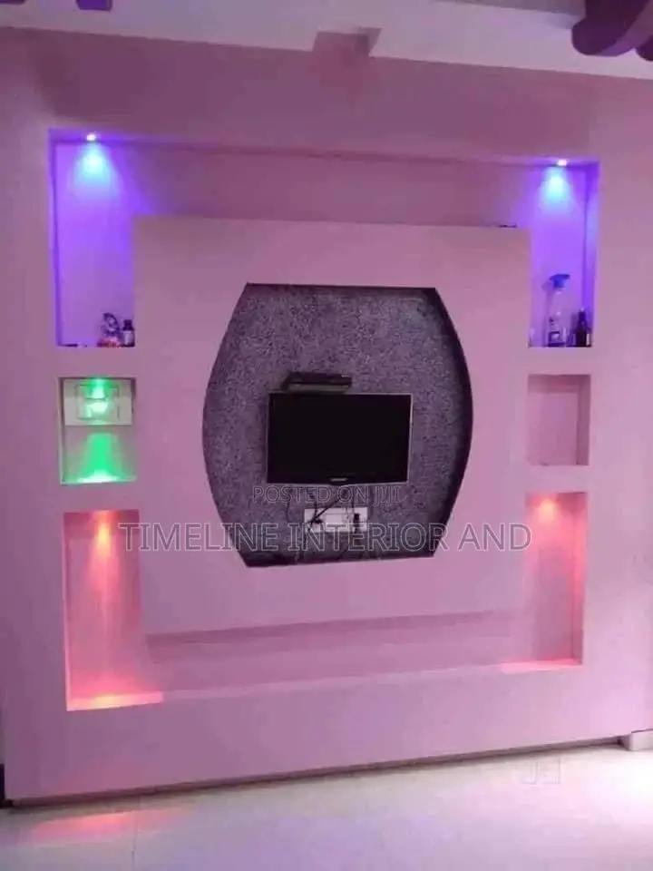 Gypsum Tv Unit Wall Designing 601