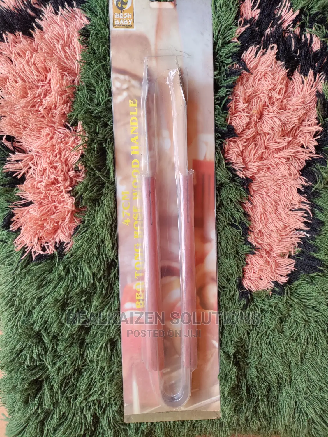 BUSHBABY 47cm BBQ Tong Stainless Steel With Rose Wood Handle