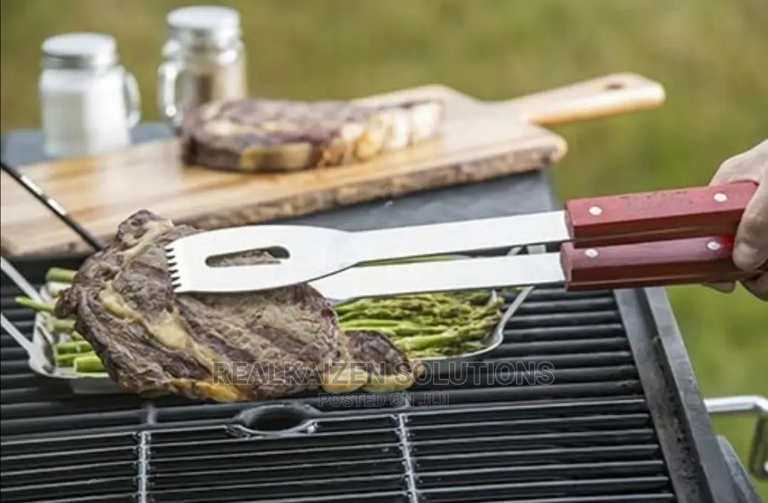 BUSHBABY 47cm BBQ Tong Stainless Steel With Rose Wood Handle