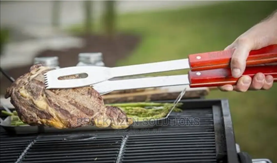 BUSHBABY 47cm BBQ Tong Stainless Steel With Rose Wood Handle