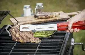 BUSHBABY 47cm BBQ Tong Stainless Steel With Rose Wood Handle