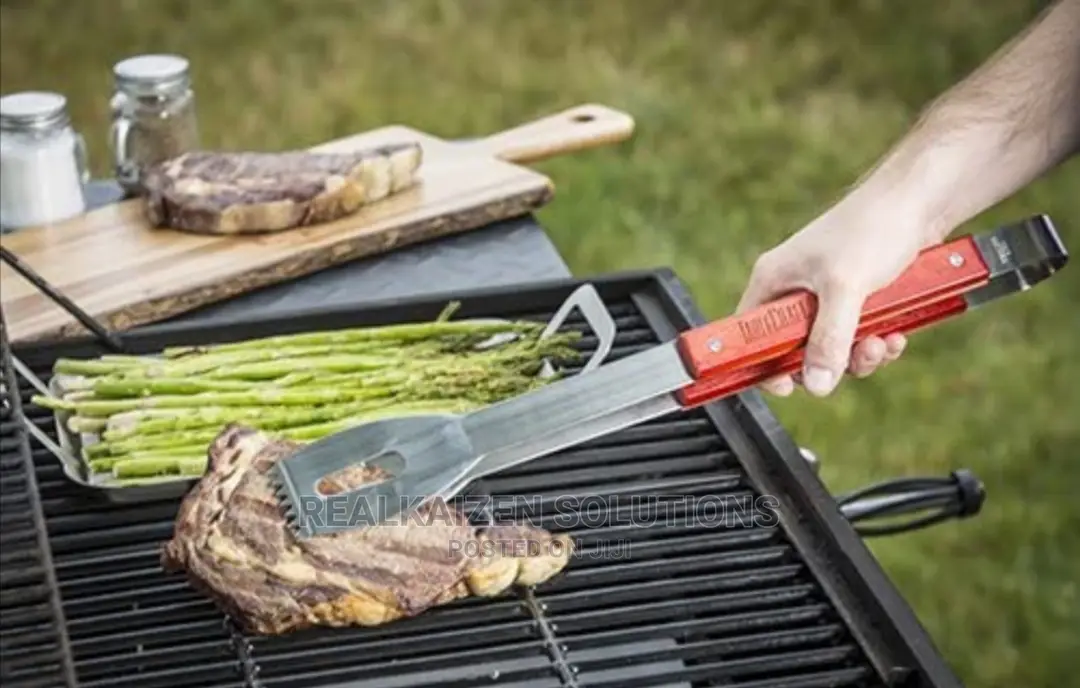 BUSHBABY 47cm BBQ Tong Stainless Steel With Rose Wood Handle