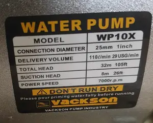 Water Pump 1ich Vackson Type