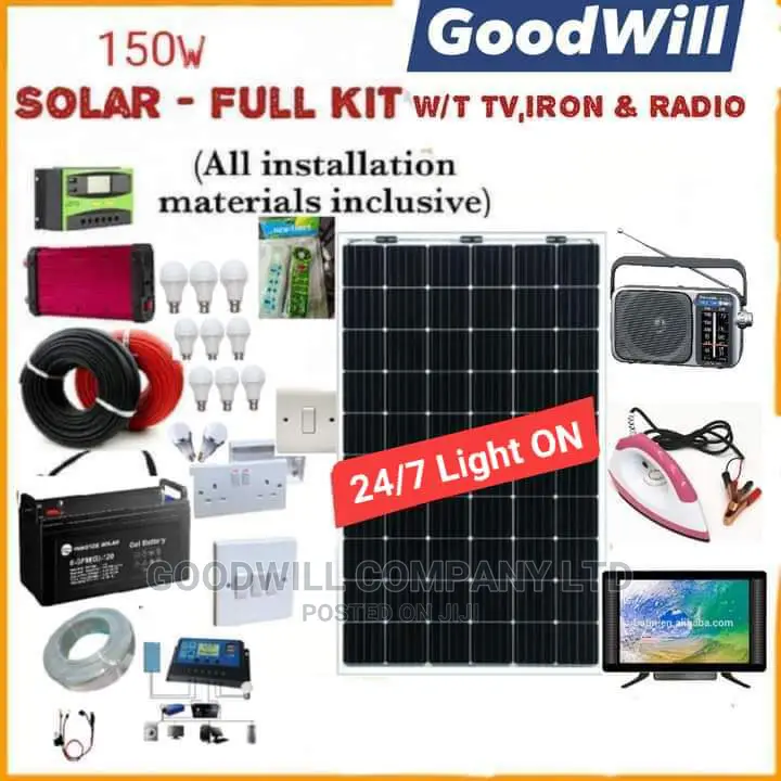 150W Solar Kit W/T Tv, Iron Radio