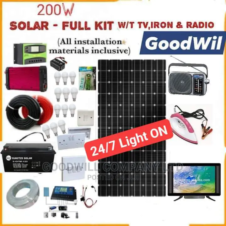 200W Solar Kit W/T Tv, Iron Radio