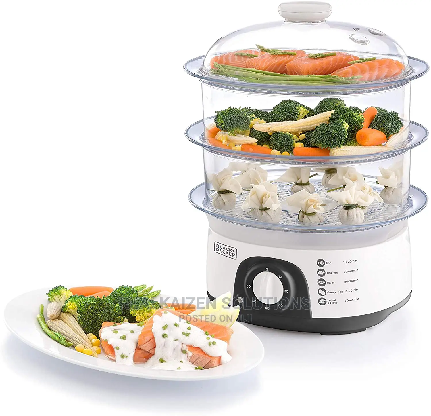 BLACK+DECKER 3-Tiers 10 Liter Timer Food Steamer 775W