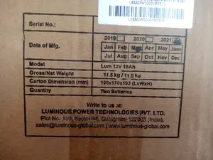 18ah Luminous Battery Made in India