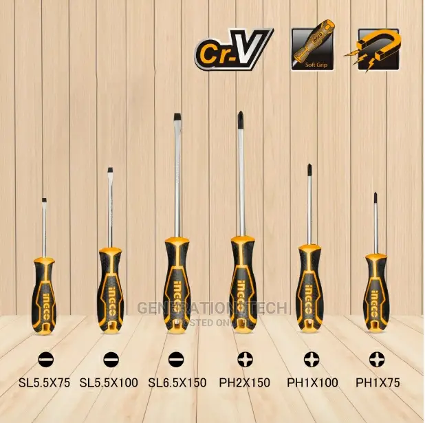 6pcs Ingco Industrial Premium Pro-Grade Screwdriver Set