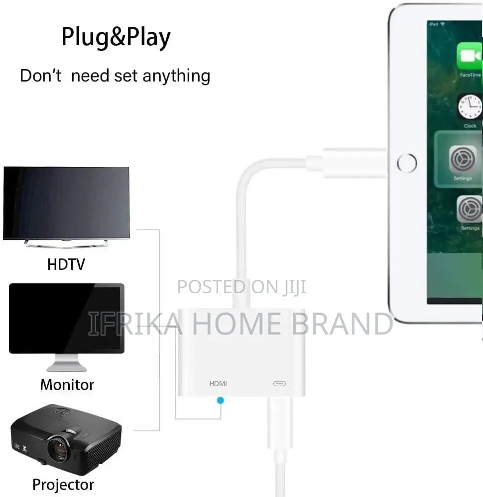 Lightning iPhone Pin to Hdmi Cable for iPhone 7+,6 Plug and Play