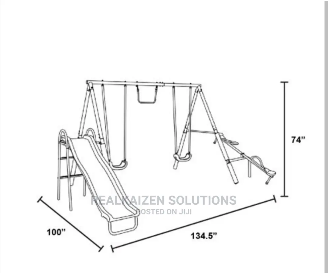 BOUNCE PRO Kid Metal Swing Set With Trapeze Seesaw And Slide