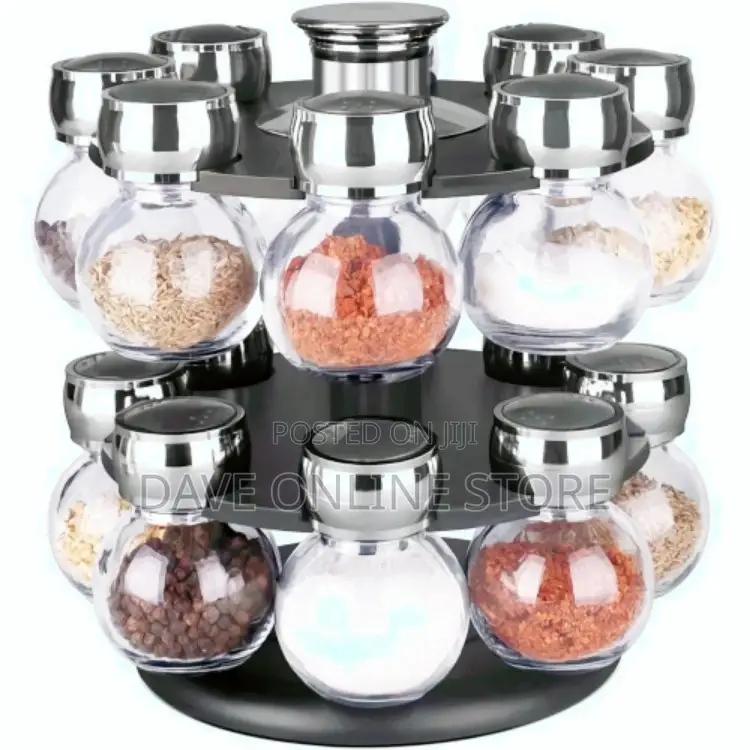 16pc Revolving Kitchen Herbs Spice Rack Storage Organizer