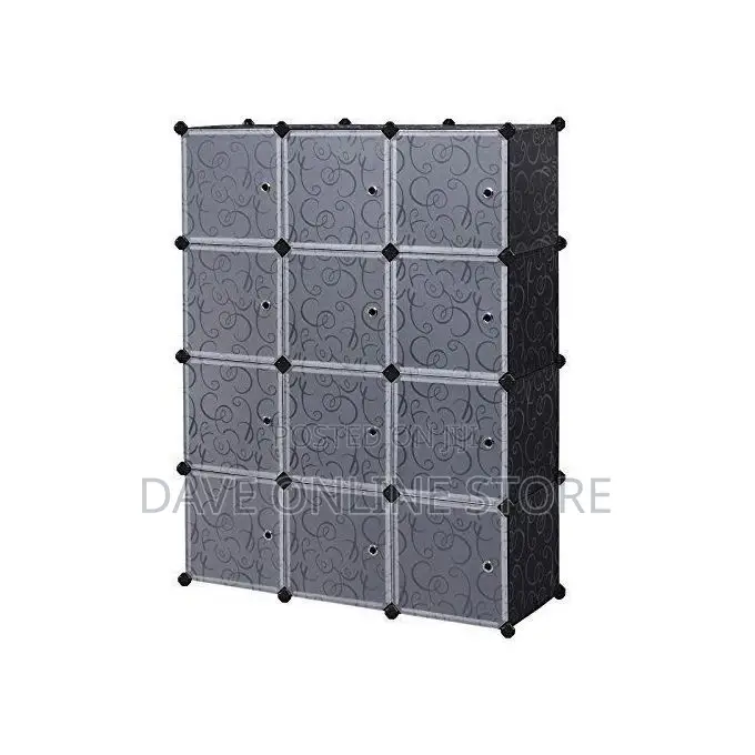 Elegant Plastic Wardrobe/ Closet With Shoe Rack - Black