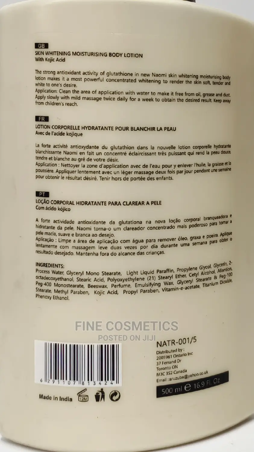 Naomi Quick Whitening Blanchment Rapide Body Lotions 500ml