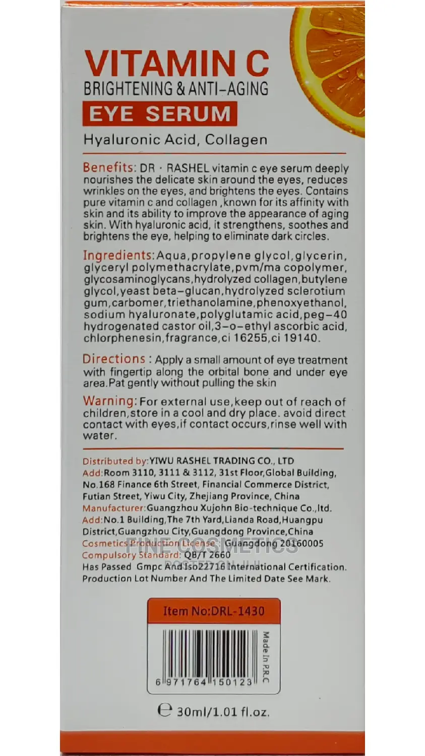 Dr Rashel Vitamin C Brightening Anti-Aging Eye Serum.