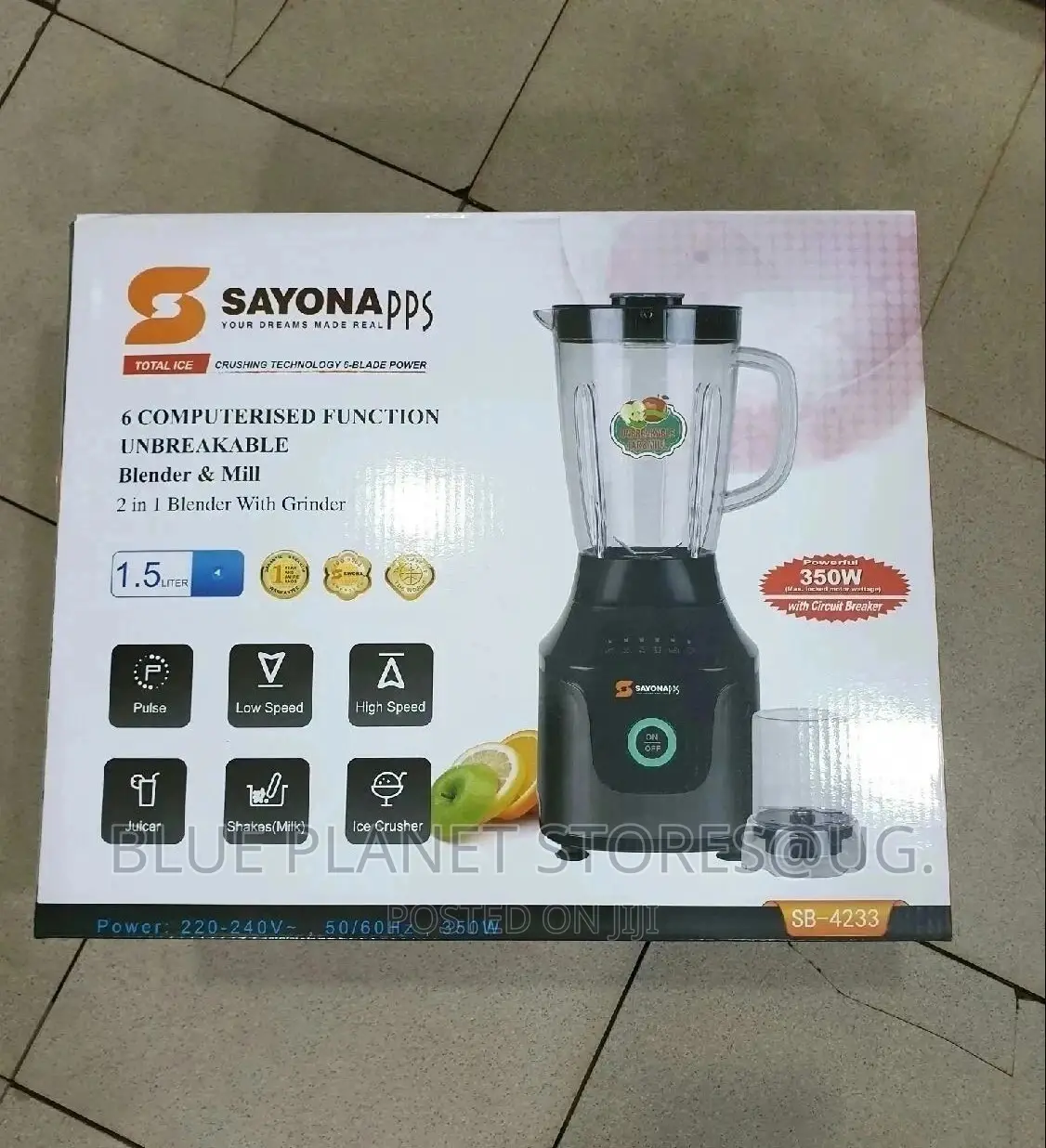 Sayona 1.5litres [2 in 1] Blender With a Grinder (SB-4233)