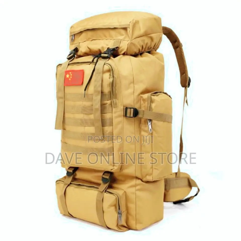 70L Large Military Tan Backpack Sports Camping Travel Bag
