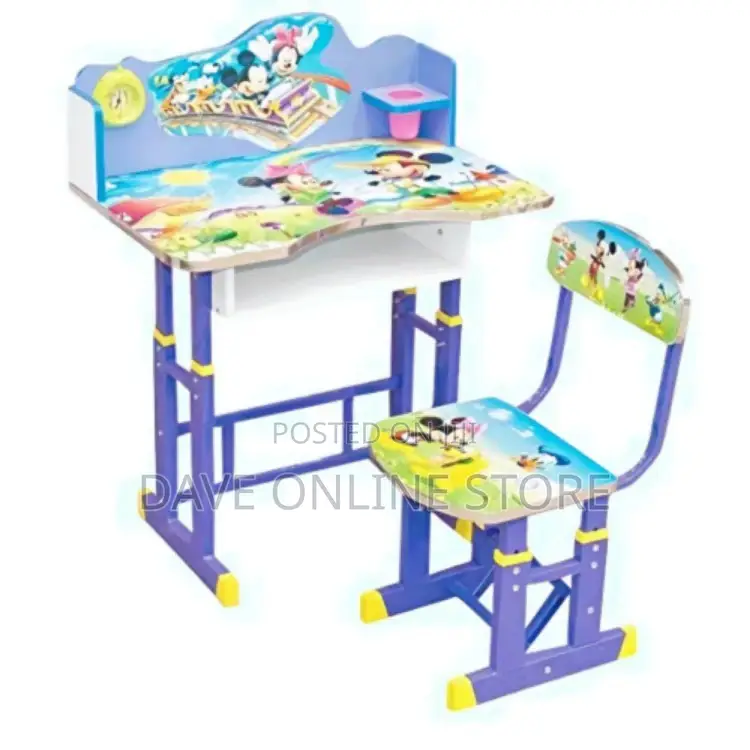 Wood and Metal Kids Study Table and Chair