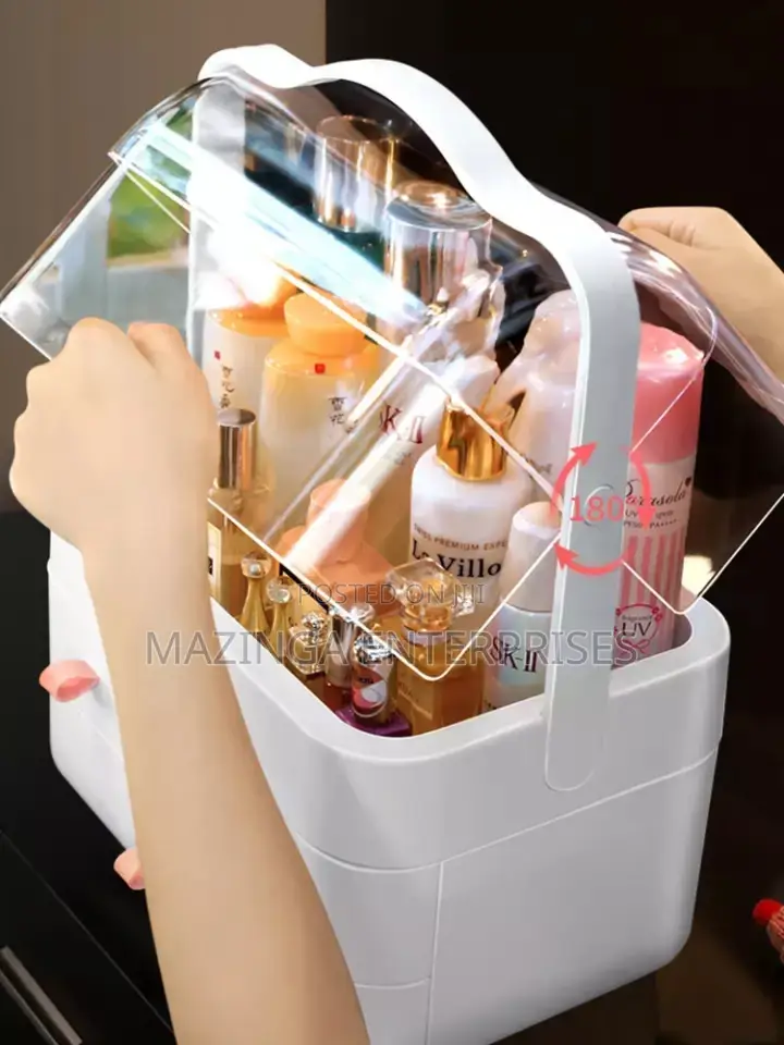 3tier Large Capacity Makeup Organizer With Dustproof Lid