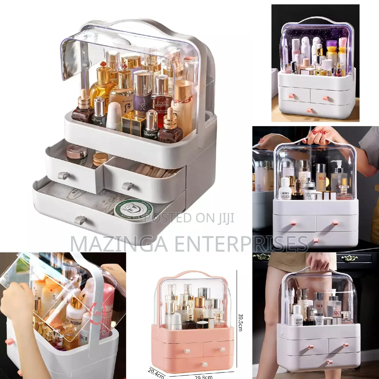 3tier Large Capacity Makeup Organizer With Dustproof Lid