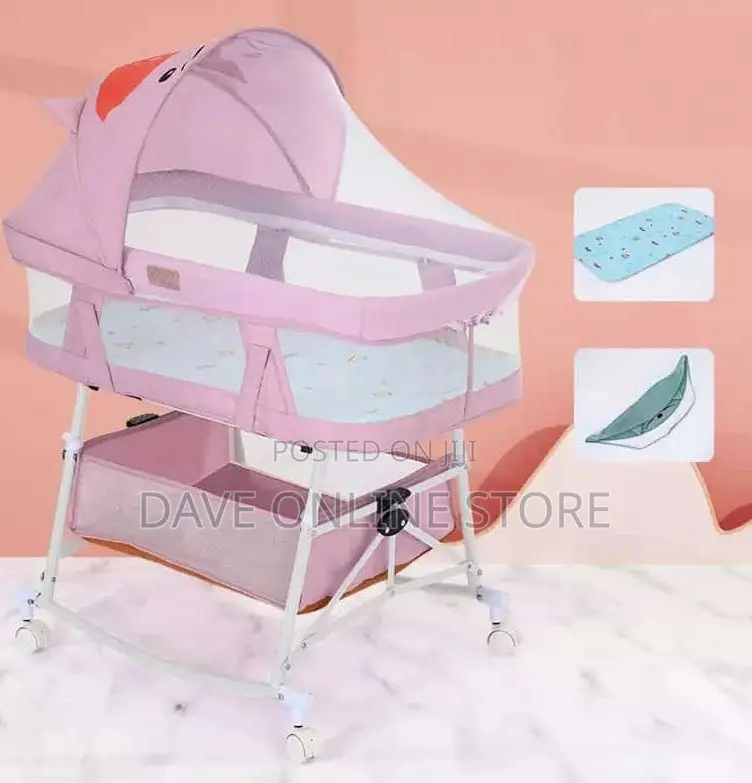 Multifunctional Baby Cradle Bed With 4 Wheels, ,