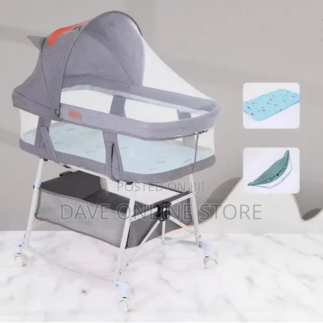 Multifunctional Baby Cradle Bed With 4 Wheels, ,