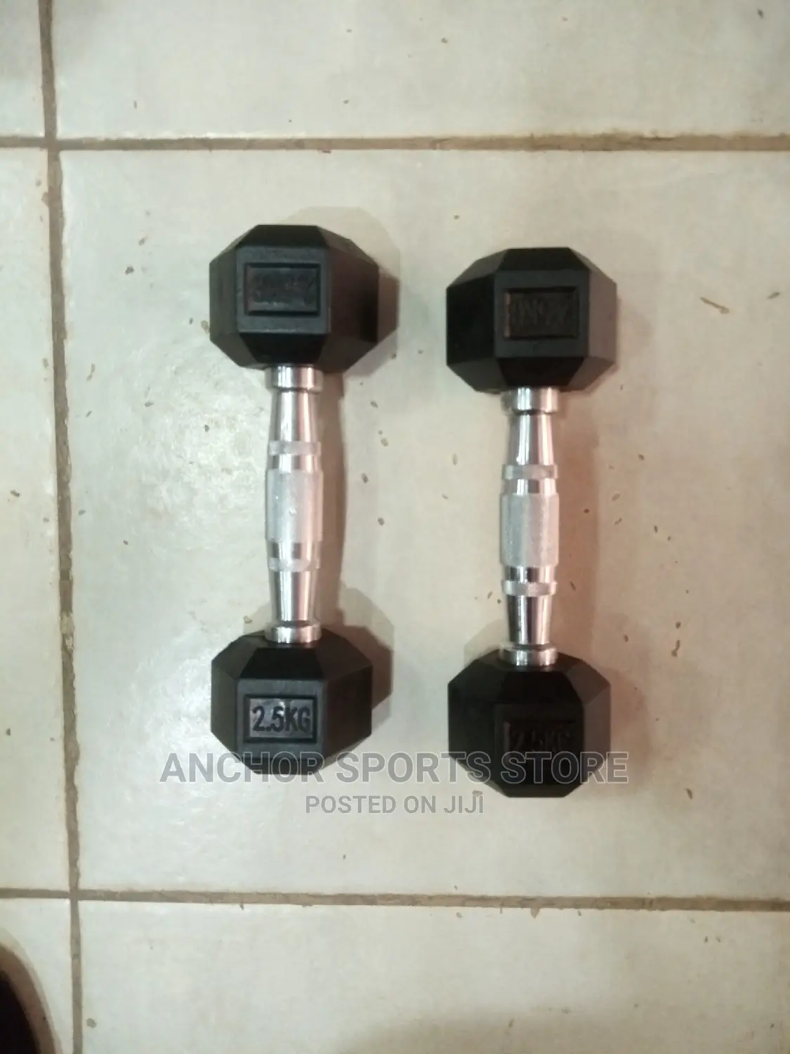 Rubber Dumbbells Black 2.5kg