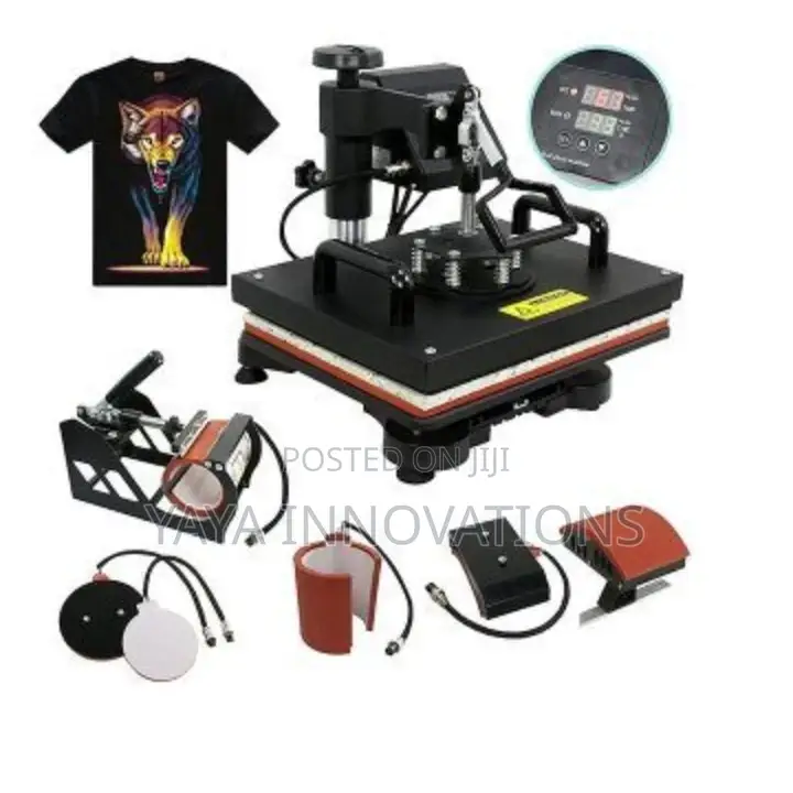 5-in-1 Heat Press Machines T-Shirt, Cap, Mug, Plate Combined