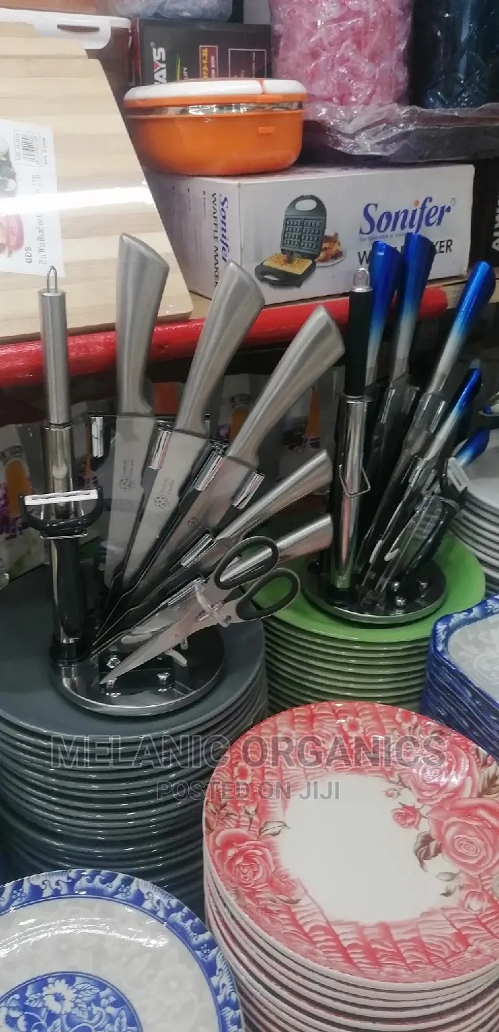 A Set of Kitchen Knives in Different Colors